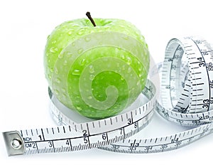 Green Apple with measuring tape