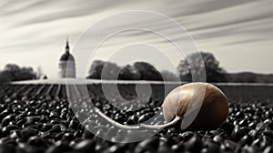 Black And White Funitel With Chestnut: A Minimalist French Landscape photo