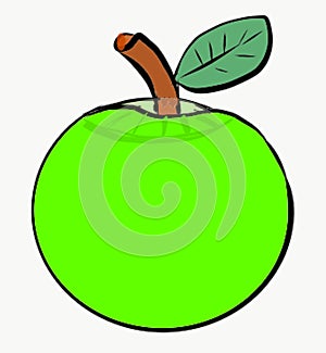 Green apple big round fruity sour tasty Art Illustration Vector Photo Food Ingredient Fruit Nature Green Color Abstract