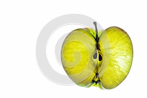 Green apple slice isolated on a white background