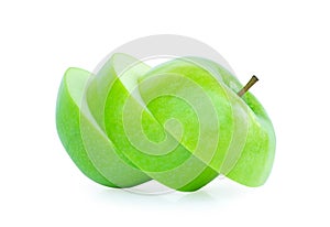 Green apple slice solated on white background,fruit healthy concept. photo