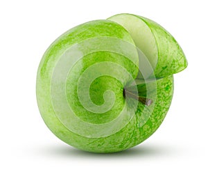 Green Apple Sliced Isolated on White Background. Highly Retouched Closeup. Full Depth of Field. Juicy Green Apple, Absolute