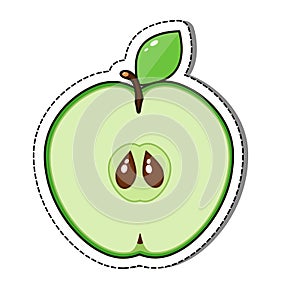 Green apple sticker isolated on a white background