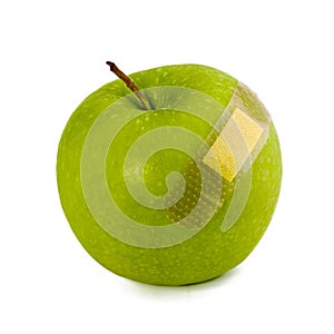 Green Apple stickers affixed bleeding on white