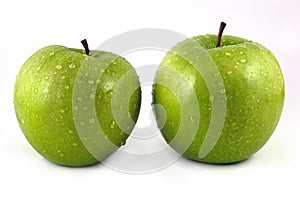 Green Apple with water droplets