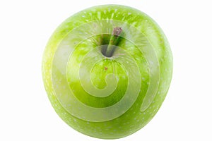 Green apple on white background. Neural network AI generated