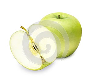 Green apples isolated on white  background with clipping path