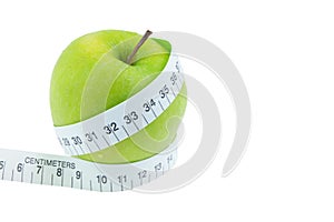Green apples Measure around the waist on white backgrou