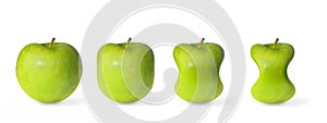 Green apples slimming isolated on white background