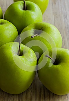 Green apples, top view, close up