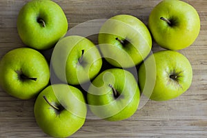 Green apples, top view, close up