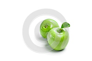 Green apples on a white background, composition, isolate