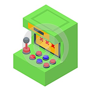 Green arcade game machine displaying game over screen