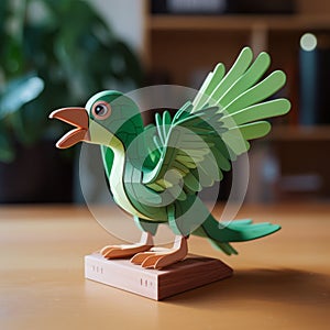 Green Archaeopteryx Paper Model Puzzle For Children