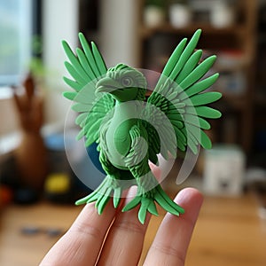 Green Archaeopteryx Play-doh Model For Children With Low-fi Ar