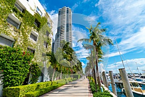 Green architecture, Miami Beach luxury condos and harbour, Miami, Florida, USA