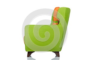 Green armchair isolated on the white