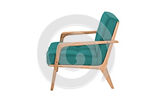 Green fabric and wood armchair modern designer