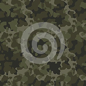 Green army camouflage, seamless pattern. Vector camo military backgound. Fabric textile print tamplate. photo