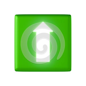 Green arrow button pointing upward symbolizing direction or progress.