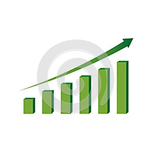 Green arrow graph. Business success. Growth stock diagram financial graph. Vector illustration. Stock image.