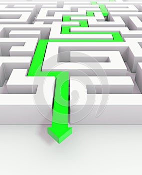 Green arrow leads through a maze