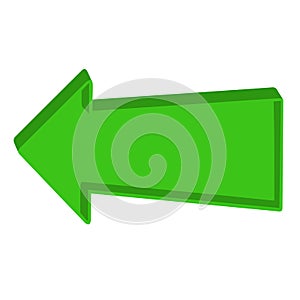 Green arrow pointing left on a white background