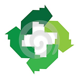 green arrow recycle logo vector icon template