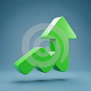 Green arrow symbol in 3D with a zigzag pattern, pointing upwards. The arrow's