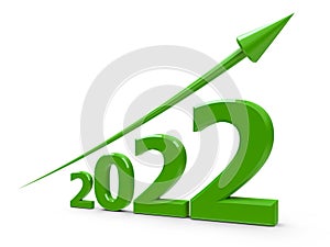 Green arrow up with 2022