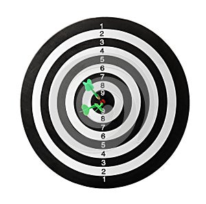Green arrows hitting target on dart board