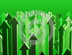 Green arrows pointing up. Concept for success leadership wealth growth