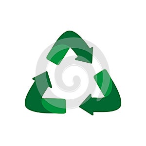 Green arrows recycle eco symbol. Green color. Recycled sign. Cycle recycled icon.