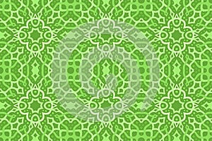 Green art with abstract knotwork seamless pattern