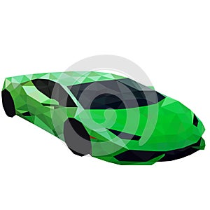 Green art polygon sport car