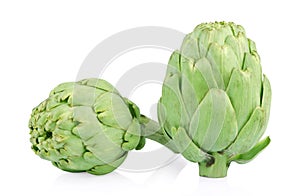 Green artichoke isolated on white