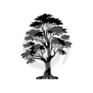 Green ash Icon hand draw black colour tree day logo symbol perfect