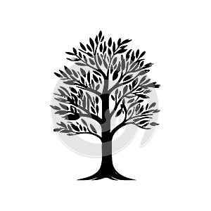 Green ash Icon hand draw black colour tree day logo symbol perfect