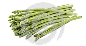 Green asparagus horizontal bunch isolated on white background