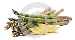 Green asparagus and lemon isolated