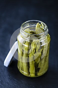 Green Asparagus on a slate slab