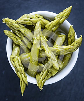 Green Asparagus on a slate slab