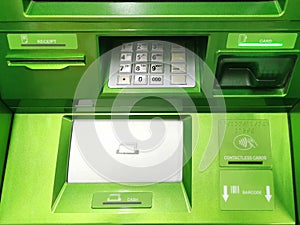 Green ATM cash machine