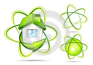 Green atomic illustrations