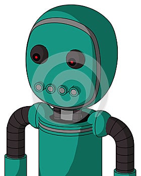 Green Automaton With Bubble Head And Pipes Mouth And Red Eyed