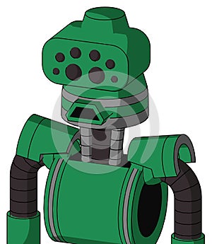 Green Automaton With Cone Head And Sad Mouth And Bug Eyes