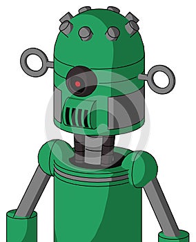 Green Automaton With Dome Head And Speakers Mouth And Black Cyclops Eye