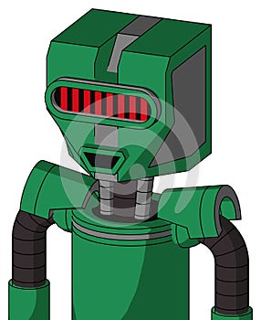 Green Automaton With Mechanical Head And Happy Mouth And Visor Eye