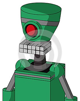 Green Automaton With Vase Head And Keyboard Mouth And Cyclops Eye