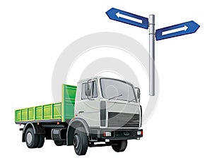 Green Autotruck, Lorry, road sign